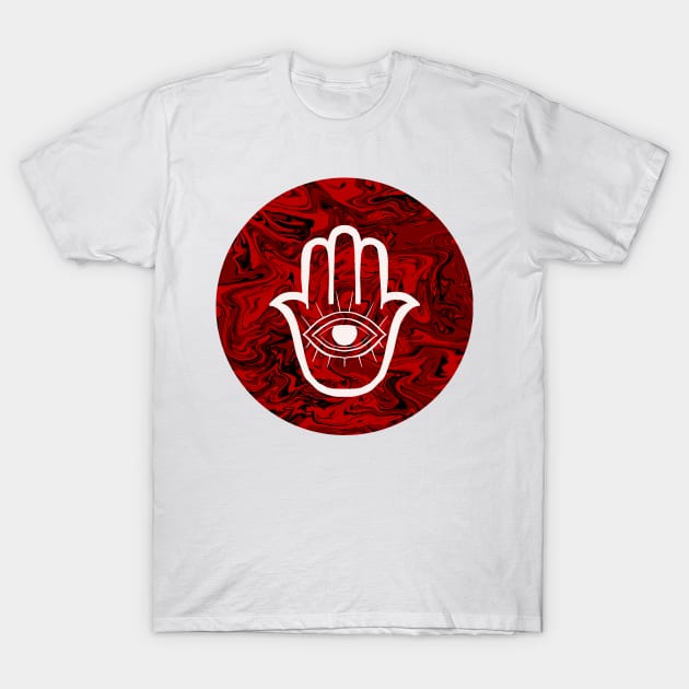 HAMSA HAND - Red bg T-Shirt by Not Your Straight Soul